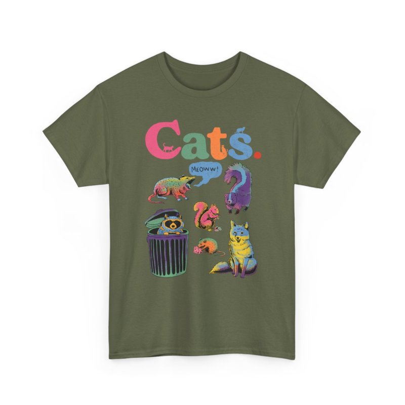 Cats T-Shirt | Funny Misidentified Animals Graphic Tee | Rainbow Raccoon Opossum Skunk Shirt