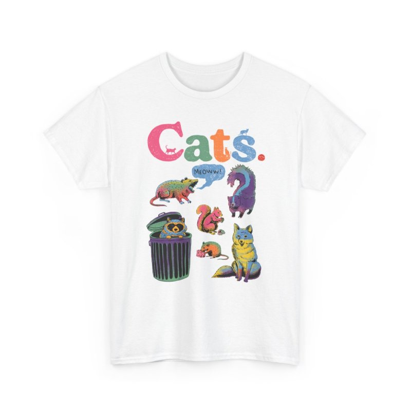 Cats T-Shirt | Funny Misidentified Animals Graphic Tee | Rainbow Raccoon Opossum Skunk Shirt