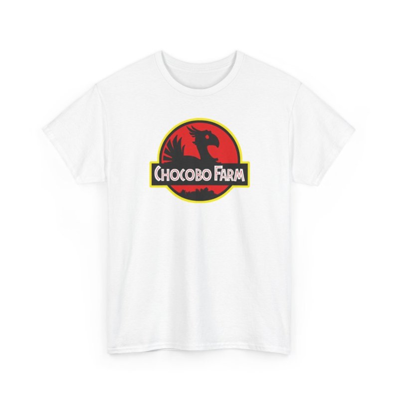 Chocobo Farm Unisex Heavy Cotton Tee | Retro Gaming Parody T-Shirt | Classic Movie Logo Mashup Graphic Shirt