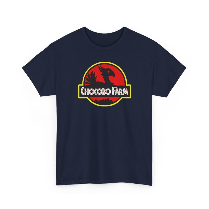 Chocobo Farm Unisex Heavy Cotton Tee | Retro Gaming Parody T-Shirt | Classic Movie Logo Mashup Graphic Shirt