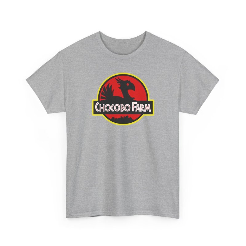 Chocobo Farm Unisex Heavy Cotton Tee | Retro Gaming Parody T-Shirt | Classic Movie Logo Mashup Graphic Shirt