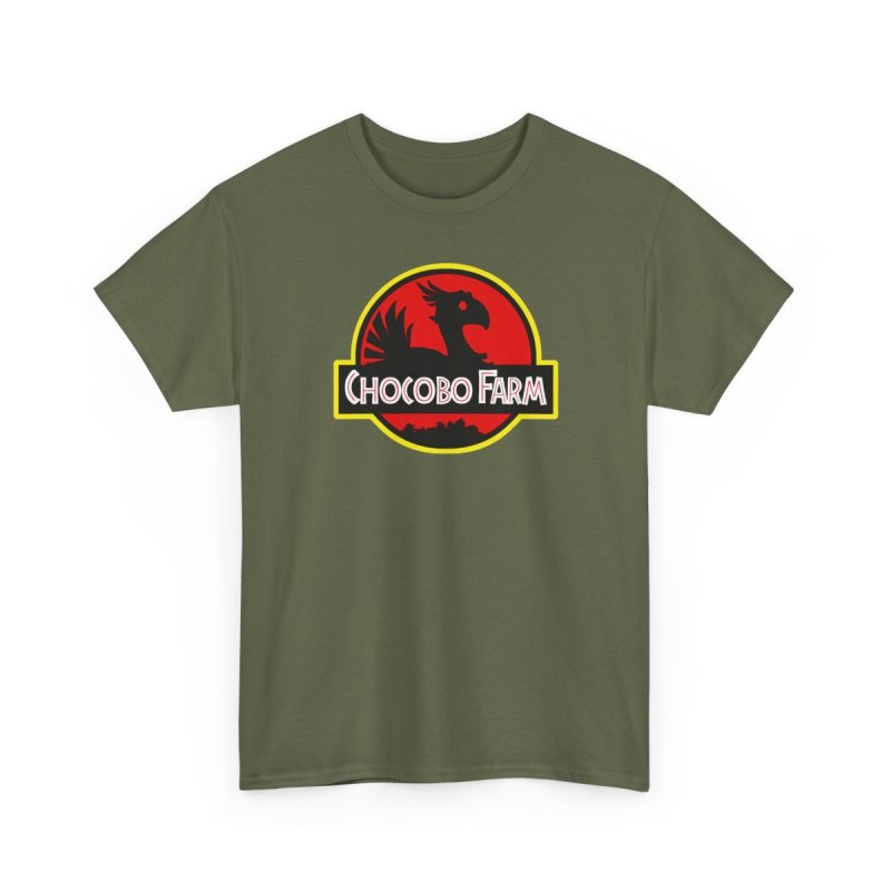 Chocobo Farm Unisex Heavy Cotton Tee | Retro Gaming Parody T-Shirt | Classic Movie Logo Mashup Graphic Shirt