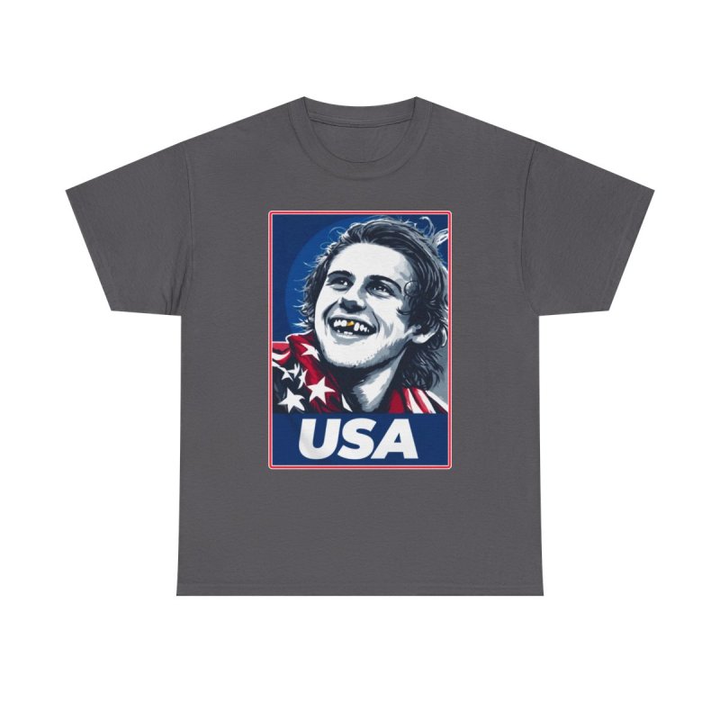 Olympic Gold Medal Celebration Graphic Tee | Team USA Missing Tooth Portrait Shirt
