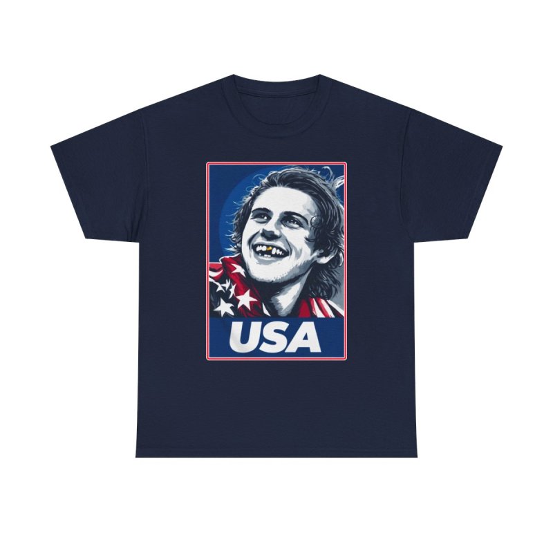 Olympic Gold Medal Celebration Graphic Tee | Team USA Missing Tooth Portrait Shirt