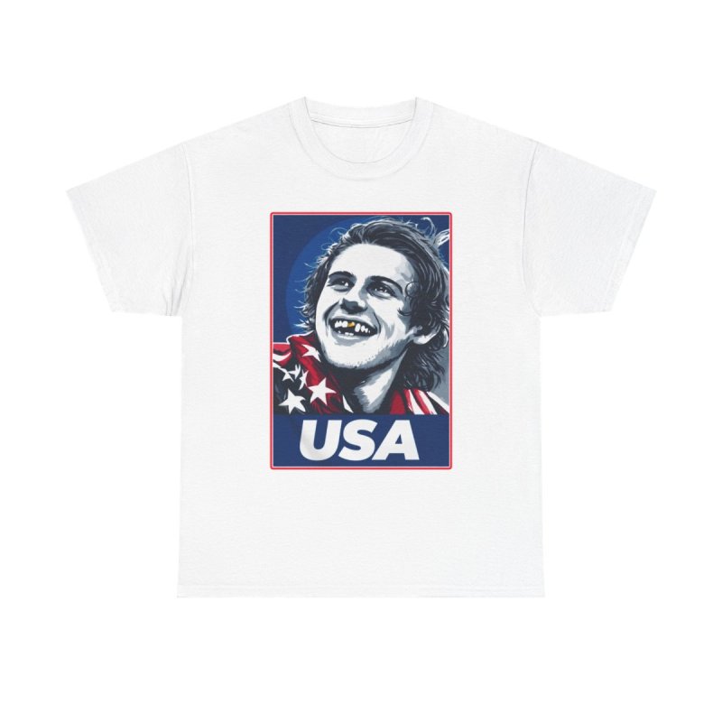 Olympic Gold Medal Celebration Graphic Tee | Team USA Missing Tooth Portrait Shirt