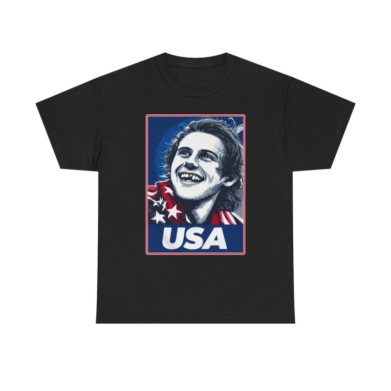 Olympic Gold Medal Celebration Graphic Tee | Team USA Missing Tooth Portrait Shirt