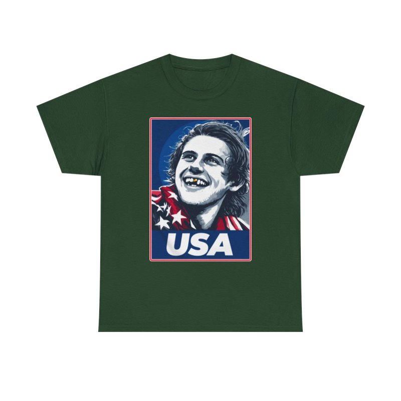 Olympic Gold Medal Celebration Graphic Tee | Team USA Missing Tooth Portrait Shirt