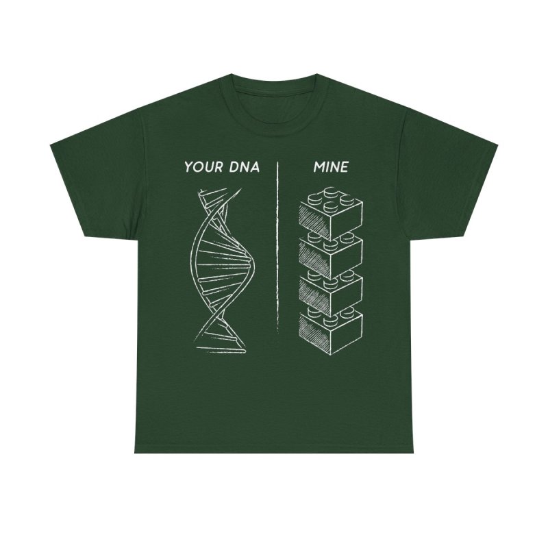 Danish Brick Fan DNA T-Shirt | Your DNA vs Mine Building Block Tee | Funny Master Builder Graphic Shirt