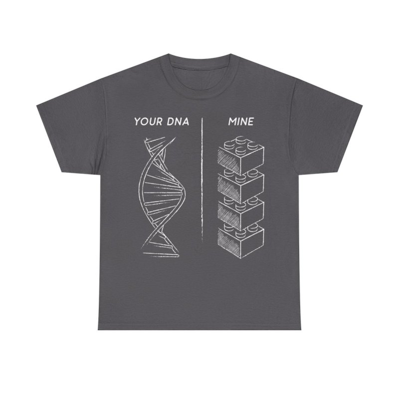 Danish Brick Fan DNA T-Shirt | Your DNA vs Mine Building Block Tee | Funny Master Builder Graphic Shirt