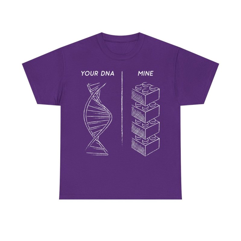 Danish Brick Fan DNA T-Shirt | Your DNA vs Mine Building Block Tee | Funny Master Builder Graphic Shirt