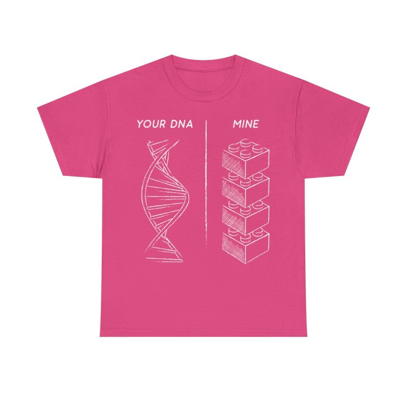 Danish Brick Fan DNA T-Shirt | Your DNA vs Mine Building Block Tee | Funny Master Builder Graphic Shirt