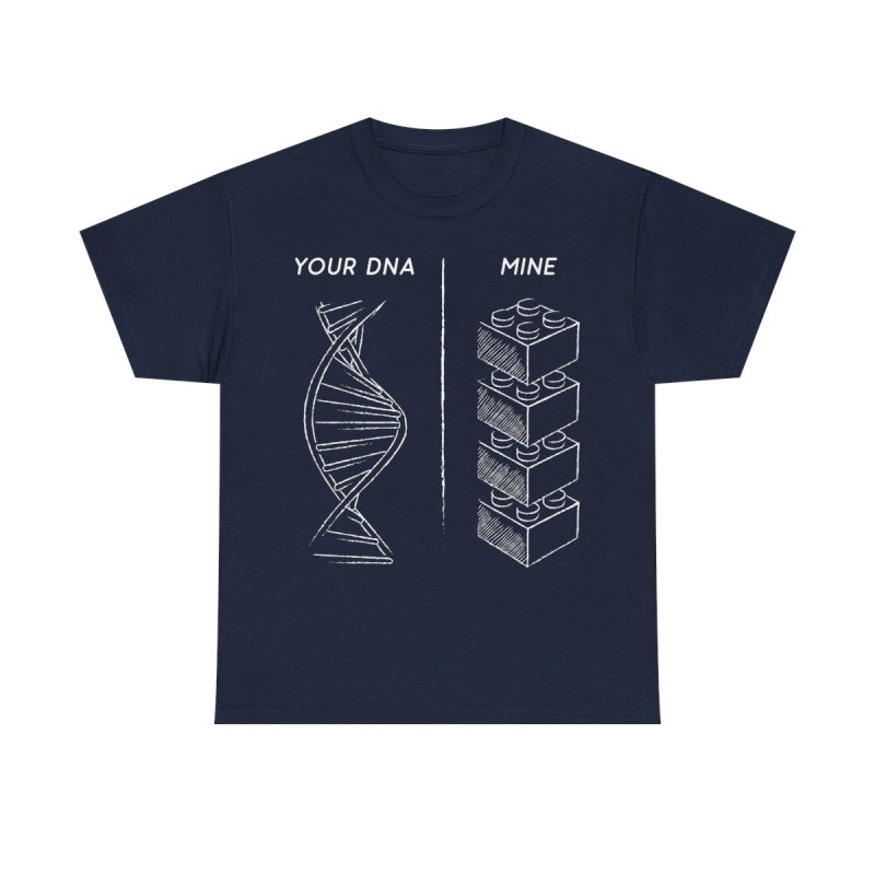 Danish Brick Fan DNA T-Shirt | Your DNA vs Mine Building Block Tee | Funny Master Builder Graphic Shirt