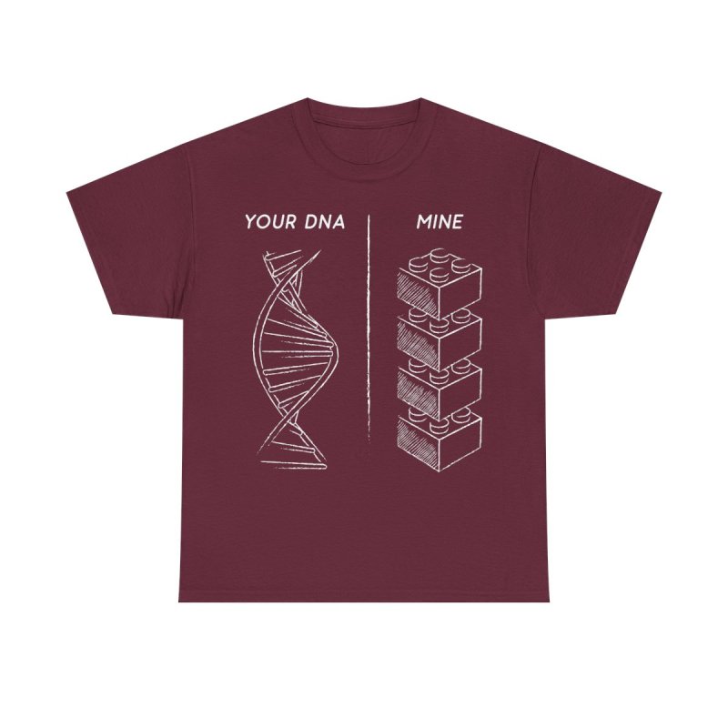 Danish Brick Fan DNA T-Shirt | Your DNA vs Mine Building Block Tee | Funny Master Builder Graphic Shirt