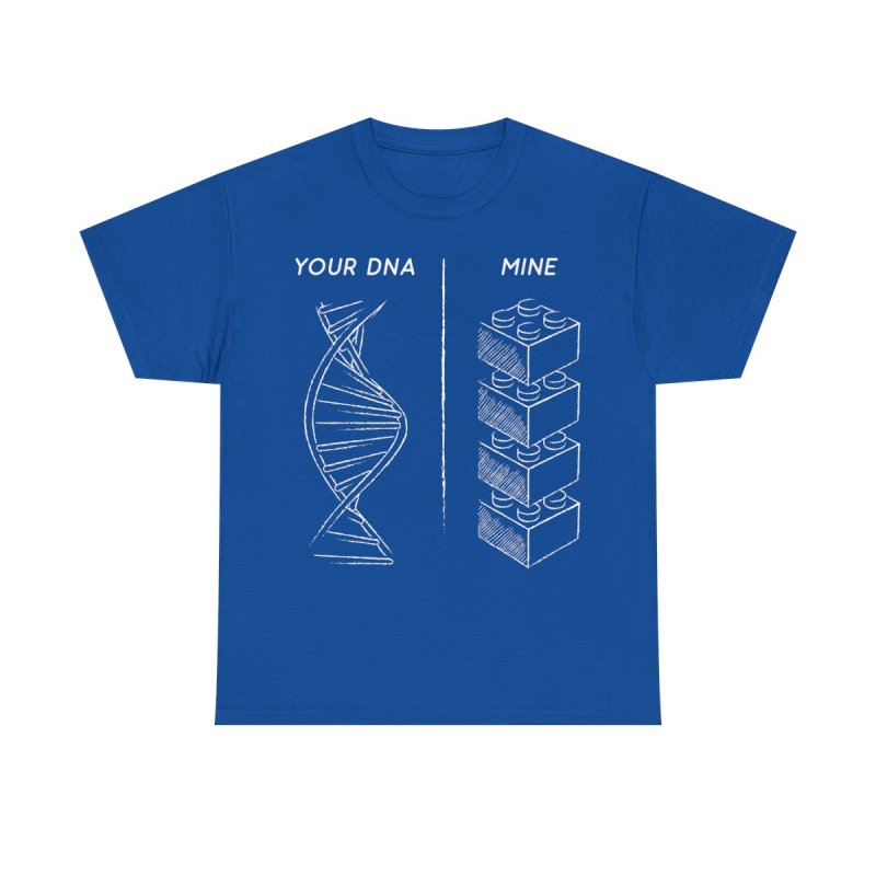 Danish Brick Fan DNA T-Shirt | Your DNA vs Mine Building Block Tee | Funny Master Builder Graphic Shirt