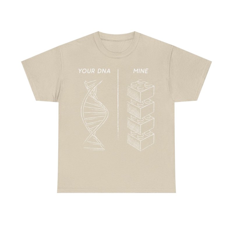 Danish Brick Fan DNA T-Shirt | Your DNA vs Mine Building Block Tee | Funny Master Builder Graphic Shirt