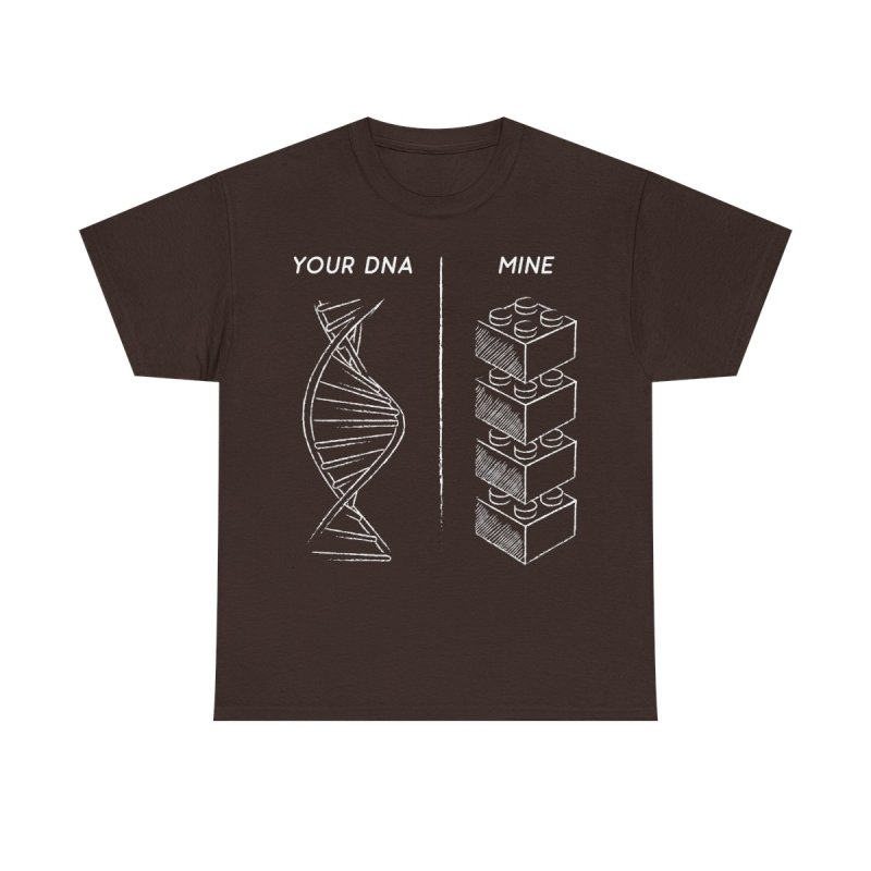 Danish Brick Fan DNA T-Shirt | Your DNA vs Mine Building Block Tee | Funny Master Builder Graphic Shirt
