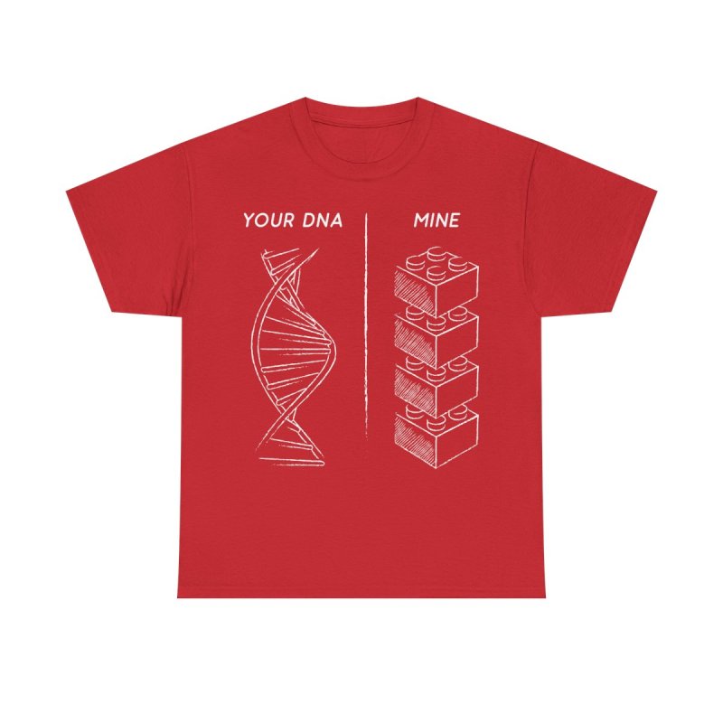 Danish Brick Fan DNA T-Shirt | Your DNA vs Mine Building Block Tee | Funny Master Builder Graphic Shirt