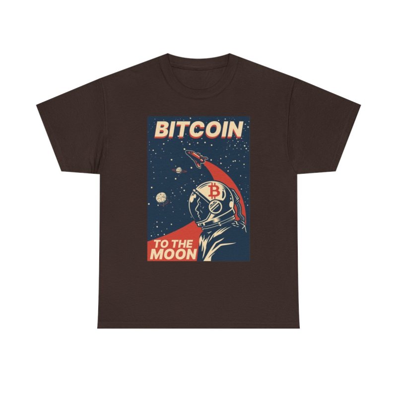 Bitcoin To The Moon T-Shirt | Retro Space Poster Crypto HODL Tee
