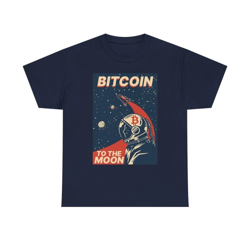 Bitcoin To The Moon T-Shirt | Retro Space Poster Crypto HODL Tee