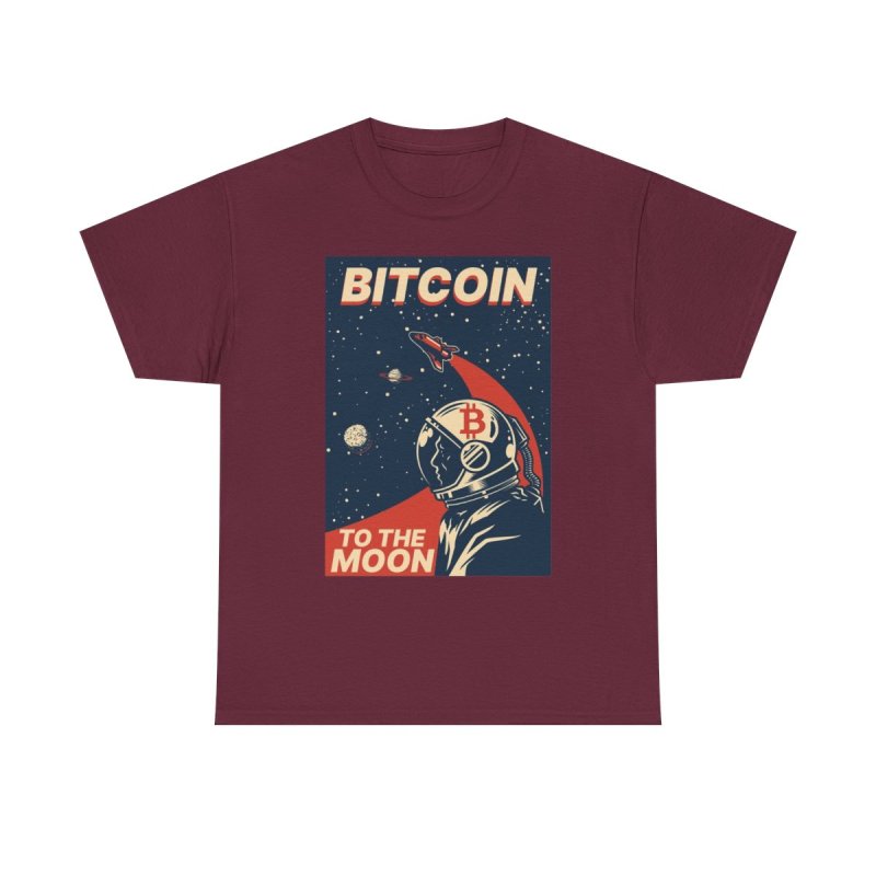 Bitcoin To The Moon T-Shirt | Retro Space Poster Crypto HODL Tee