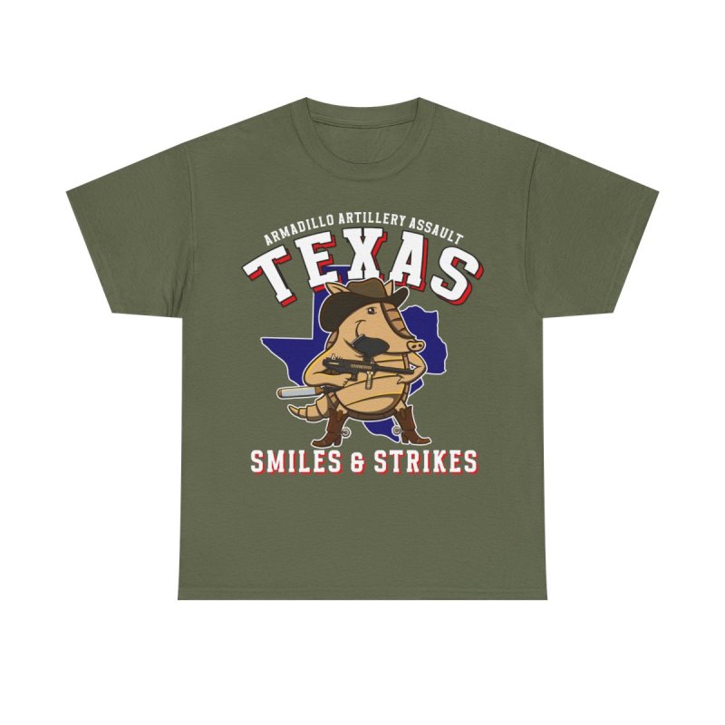 Texas Armadillo Paintball Squad T-Shirt | Funny Texas Paintball Tee | Armadillo Artillery Assault Graphic Shirt