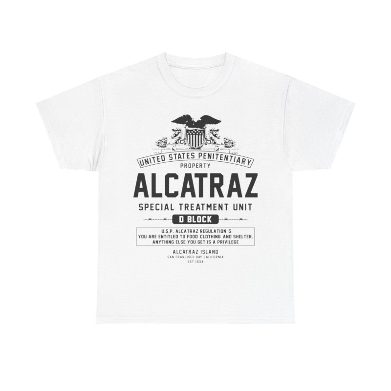 Alcatraz D-Block Special Treatment Unit T-Shirt | U.S. Penitentiary Regulation 5 Tee