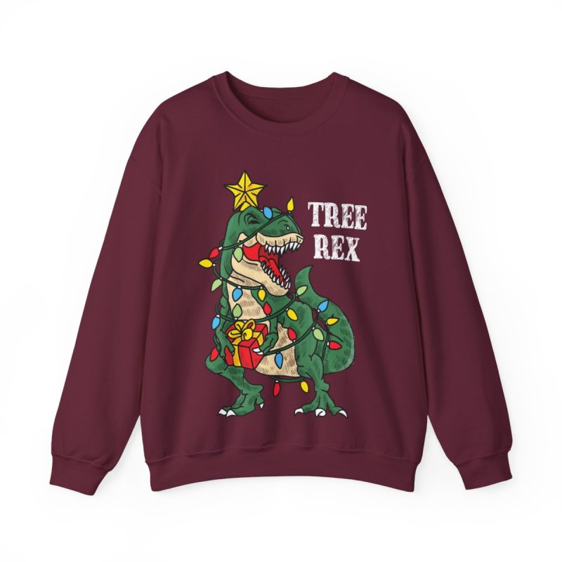 Christmas Tree Rex Dinosaur Sweatshirt | Funny Holiday Pun Dino Gift