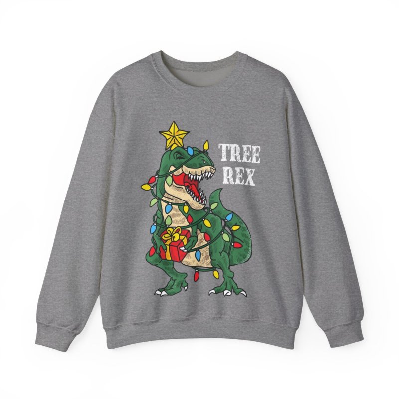 Christmas Tree Rex Dinosaur Sweatshirt | Funny Holiday Pun Dino Gift