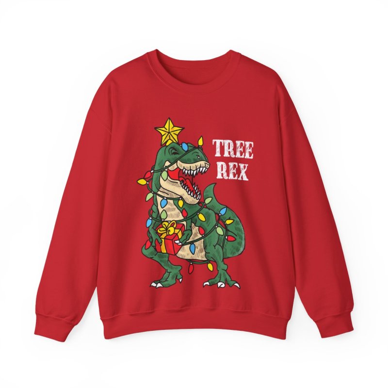 Christmas Tree Rex Dinosaur Sweatshirt | Funny Holiday Pun Dino Gift