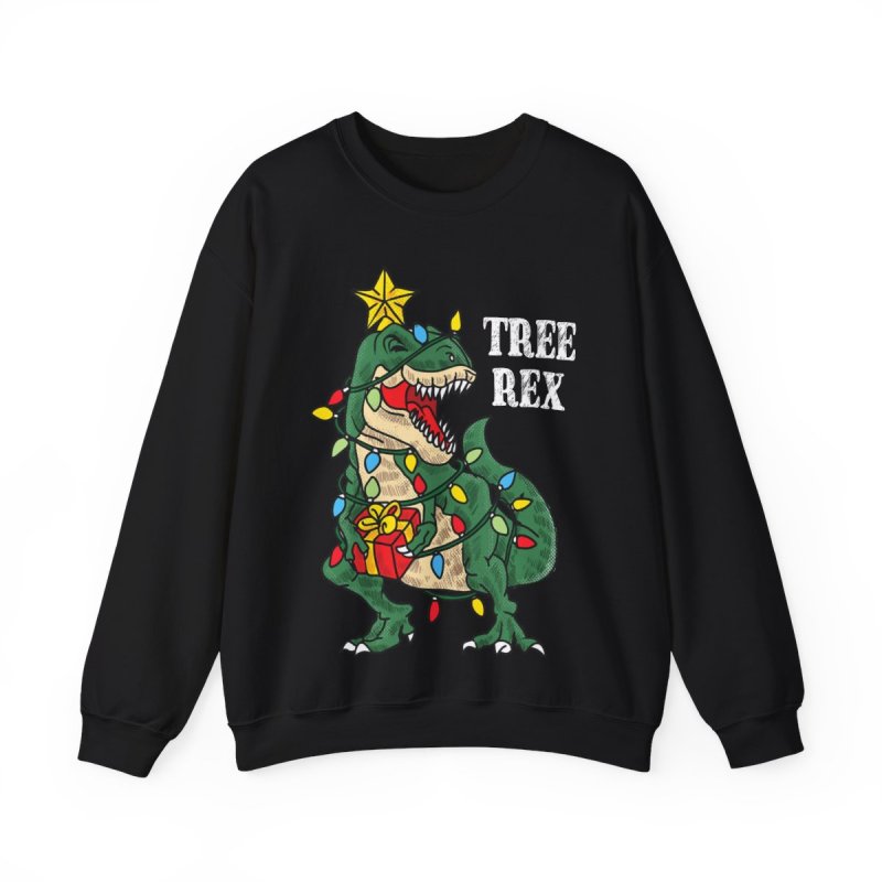 Christmas Tree Rex Dinosaur Sweatshirt | Funny Holiday Pun Dino Gift