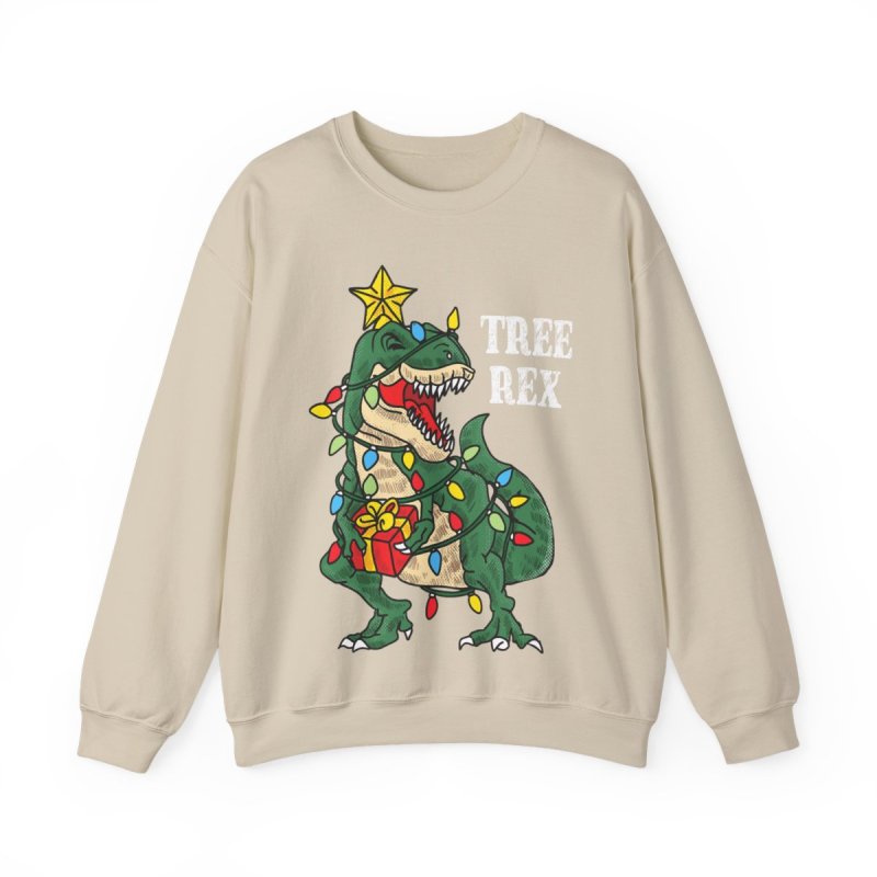 Christmas Tree Rex Dinosaur Sweatshirt | Funny Holiday Pun Dino Gift
