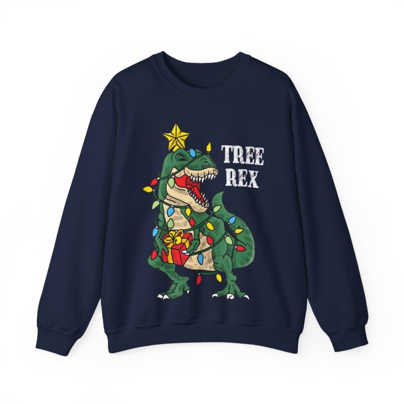Christmas Tree Rex Dinosaur Sweatshirt | Funny Holiday Pun Dino Gift