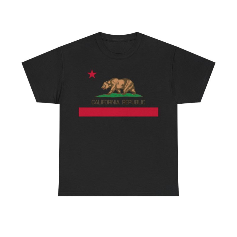 California Republic State Flag T-Shirt | Grizzly Bear Vintage Graphic Tee | CA Republic Bear Flag Revolt Shirt