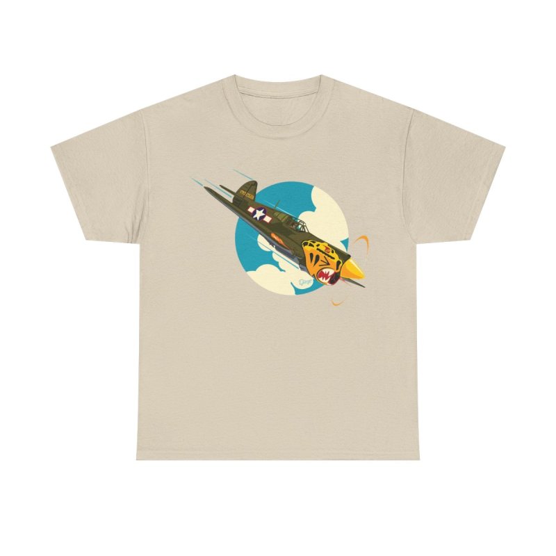 Aleutian Flying Tigers P-40 T-Shirt | WWII Aviation History Vector Tee