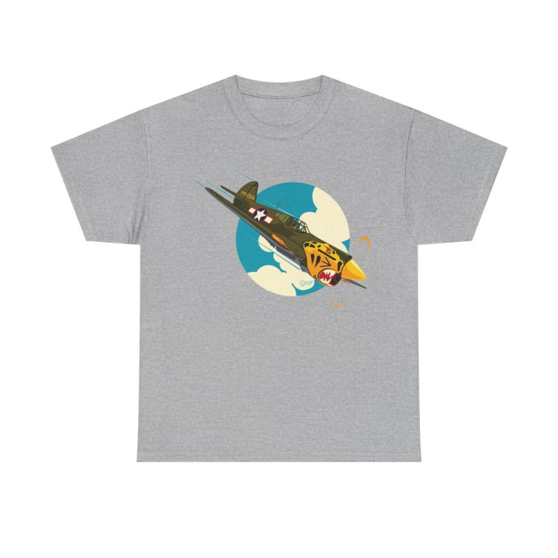 Aleutian Flying Tigers P-40 T-Shirt | WWII Aviation History Vector Tee