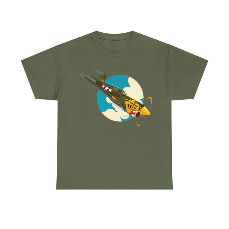 Aleutian Flying Tigers P-40 T-Shirt | WWII Aviation History Vector Tee