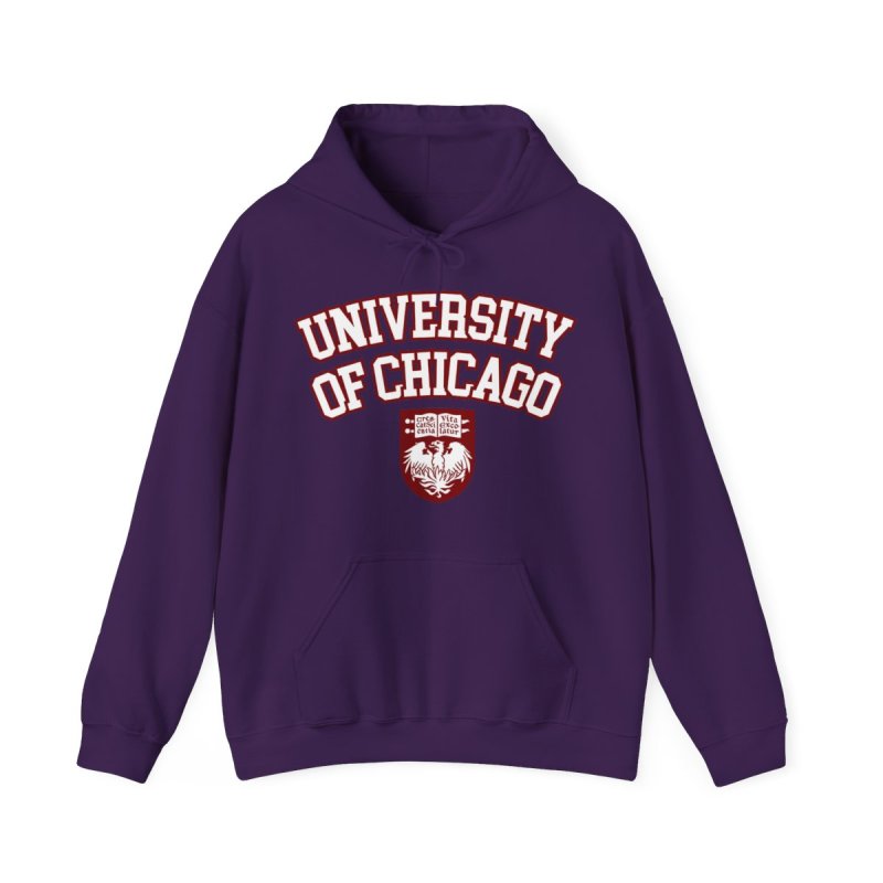 University of Chicago Hoodie | UChicago Maroons Collegiate Sweatshirt | Vintage Campus Crest Hoodie | UChicago Varsity Red Pullover