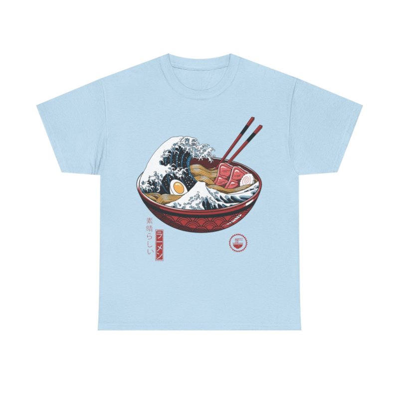 The Great Ramen Wave T-Shirt | Japanese Hokusai Art Foodie Unisex Heavy Cotton Tee