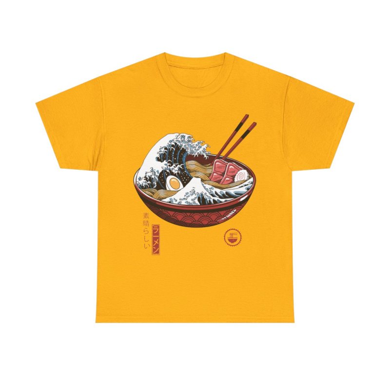 The Great Ramen Wave T-Shirt | Japanese Hokusai Art Foodie Unisex Heavy Cotton Tee