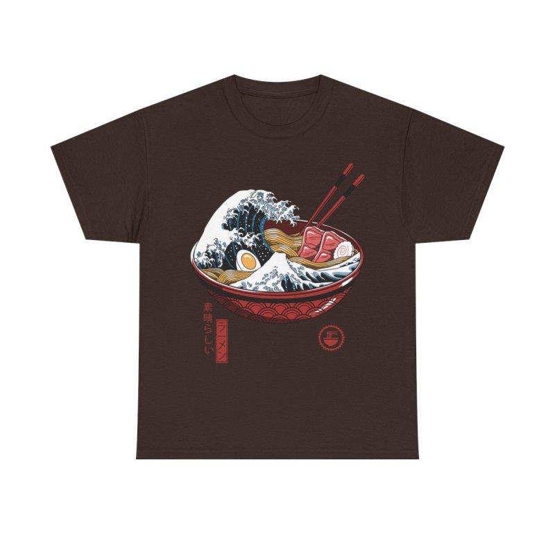 The Great Ramen Wave T-Shirt | Japanese Hokusai Art Foodie Unisex Heavy Cotton Tee