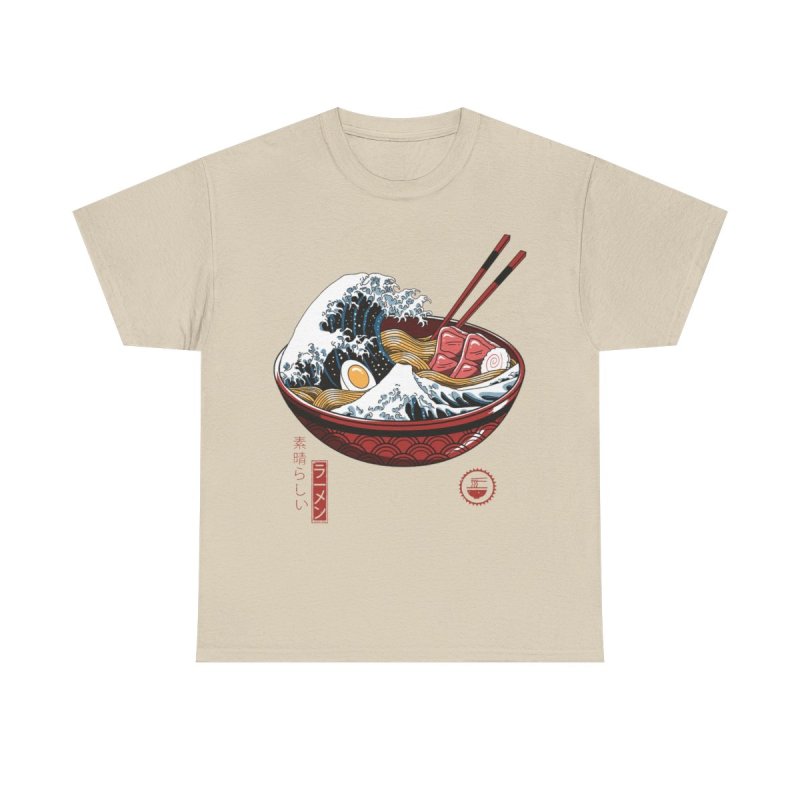 The Great Ramen Wave T-Shirt | Japanese Hokusai Art Foodie Unisex Heavy Cotton Tee