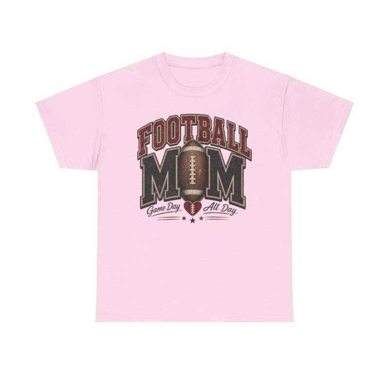 Football Mom Heavy Cotton Tee | Vintage Game Day All Day Graphic T-Shirt | Distressed Athletic Varsity Sports Apparel
