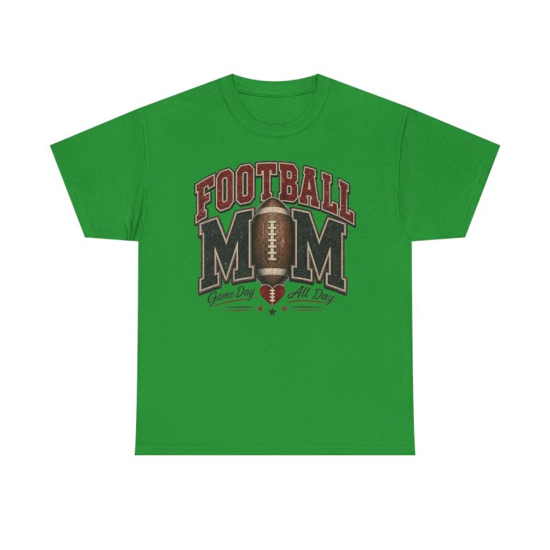 Football Mom Heavy Cotton Tee | Vintage Game Day All Day Graphic T-Shirt | Distressed Athletic Varsity Sports Apparel