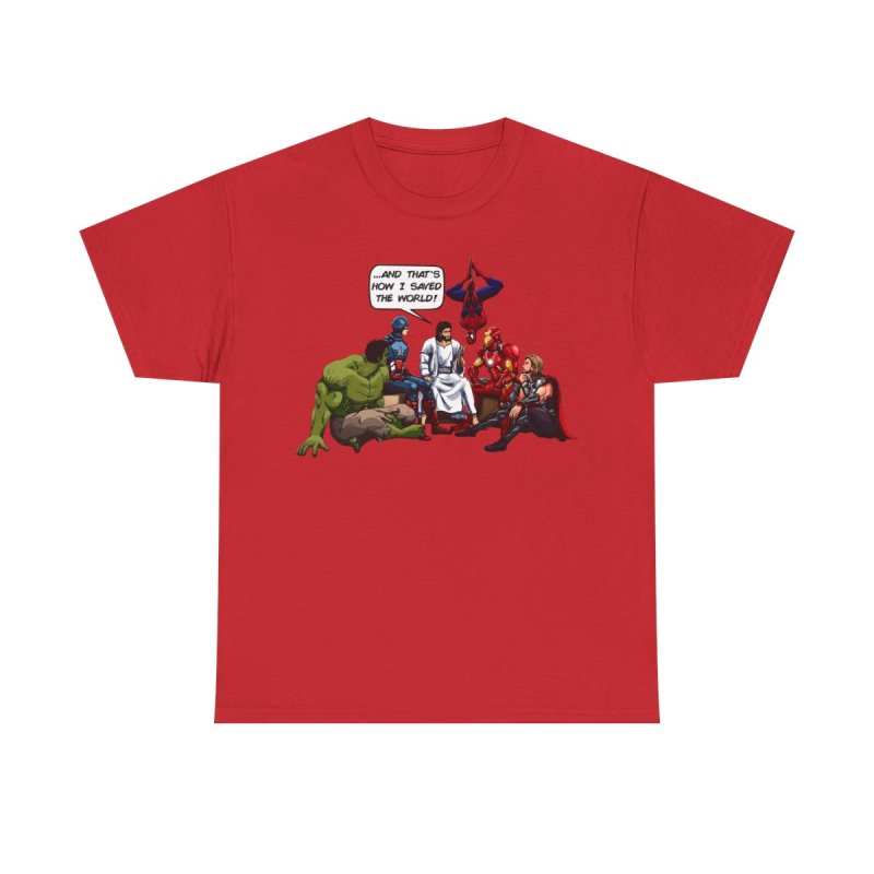 Jesus and the Superheroes T-Shirt | "...And That's How I Saved The World" Graphic Tee