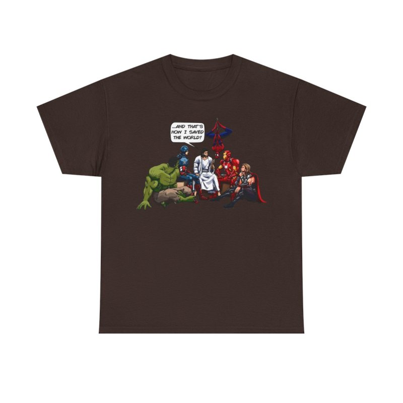 Jesus and the Superheroes T-Shirt | "...And That's How I Saved The World" Graphic Tee