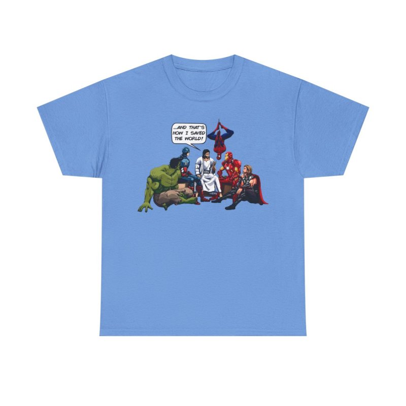 Jesus and the Superheroes T-Shirt | "...And That's How I Saved The World" Graphic Tee