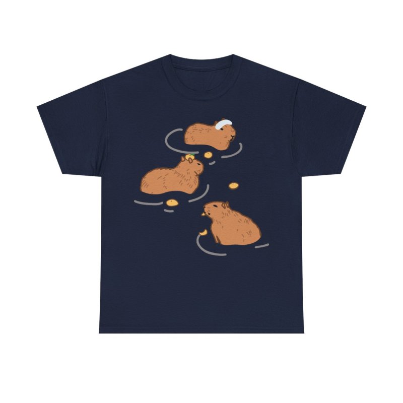 Capybara Bath T-Shirt | Cute Yuzu Spa Japanese Hot Spring Tee | Relaxed Zen Capybara Aesthetic Unisex Shirt