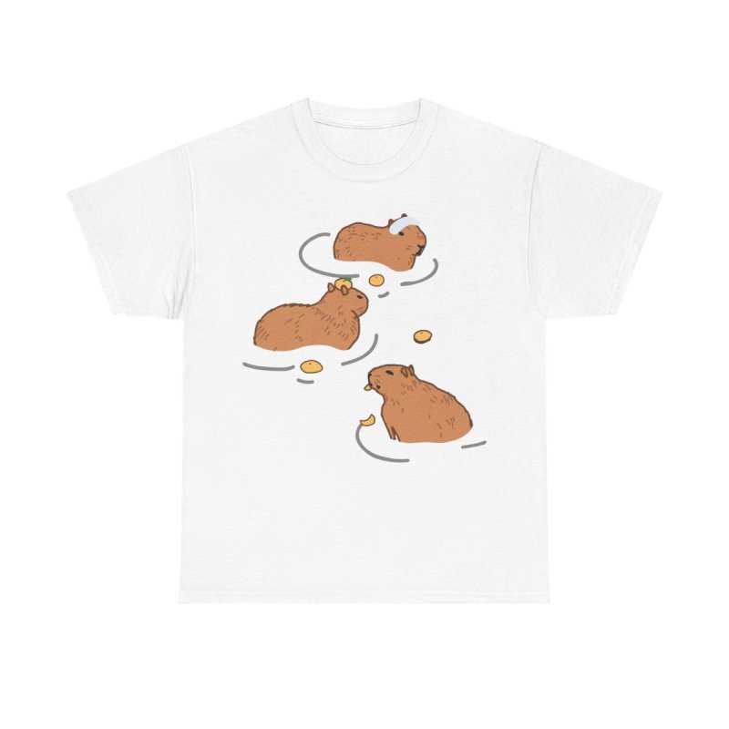Capybara Bath T-Shirt | Cute Yuzu Spa Japanese Hot Spring Tee | Relaxed Zen Capybara Aesthetic Unisex Shirt