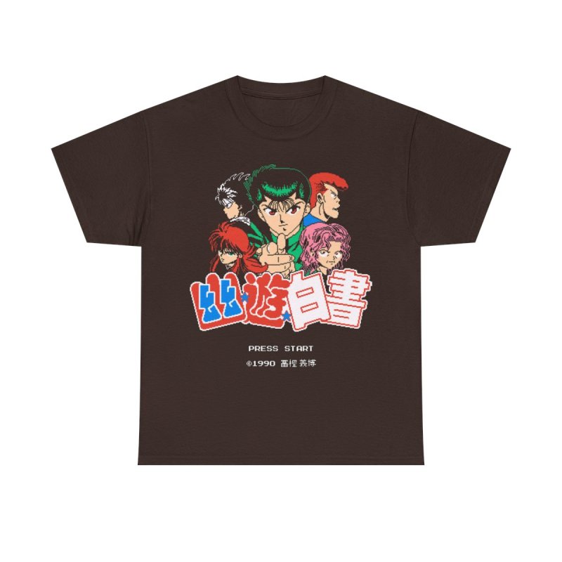 Yuyu Hakusho Press Start T-Shirt | Retro Gaming Style Spirit Detective Tee