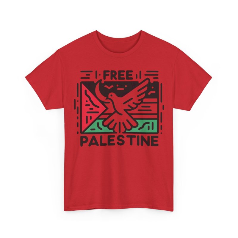 Free Palestine T-Shirt | Dove of Peace & Palestinian Flag Heavy Cotton Tee